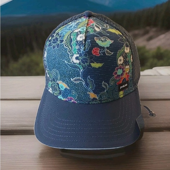 Prana Accessories - Prana NWT Women’s or Men’s Trucker Hat SnapBack Blue with Floral Color